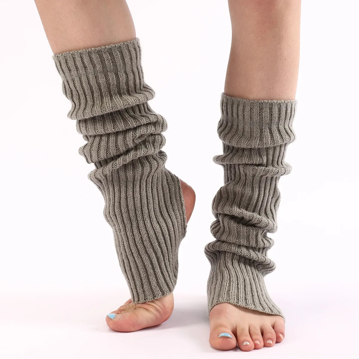 Solid Ribbed Leg Warmers with Slouchy Stirrup Shape