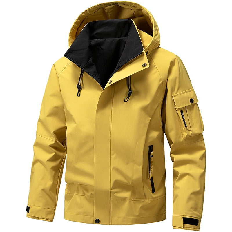 Hooded Long Sleeve Full Zip Outdoor Hiking Jacket with Pockets