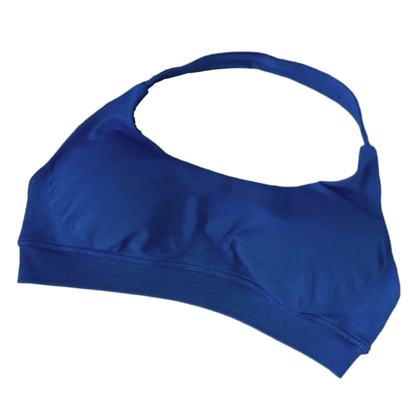Women's Ruched Halter Neck Sports Bra