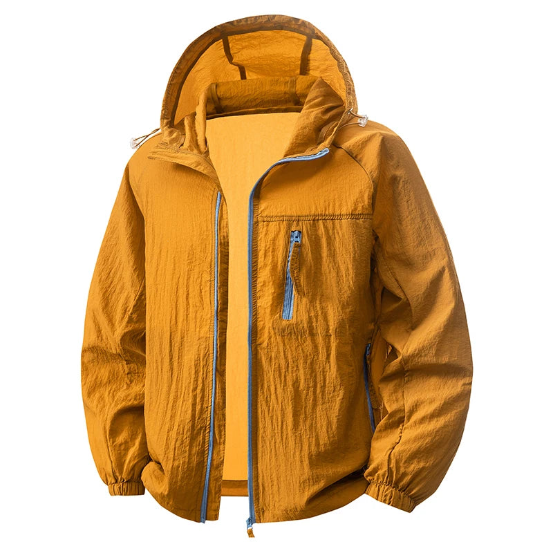 Hooded Long Sleeve Full Zip Outdoor Hiking Jacket with Pockets