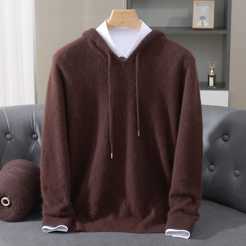 Men's Hooded Long-Sleeve Knit Pullover Sweater