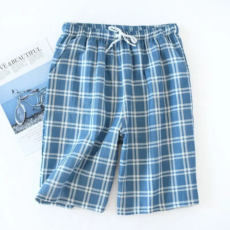 Plaid Drawstring Pajama Bottoms with Long and Short Styles