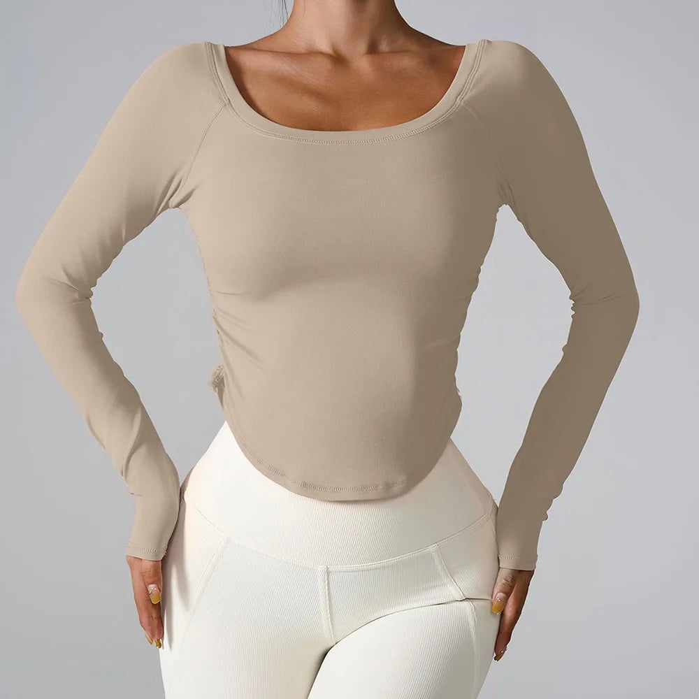 Women's Scoop-Neck Long-Sleeve Workout Top