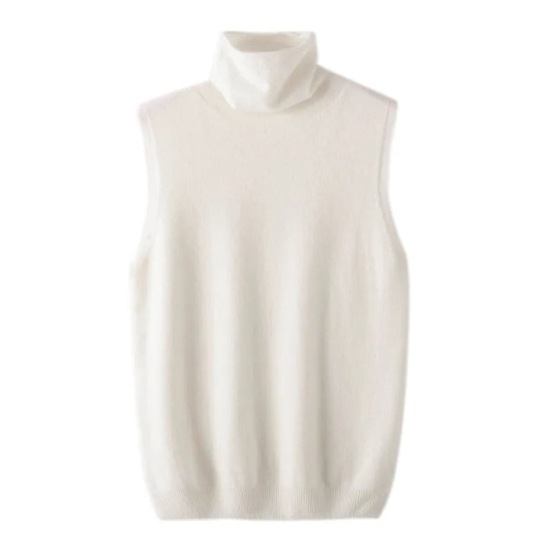 Women's Turtleneck Sleeveless Knit Vest Casual Knit Layer