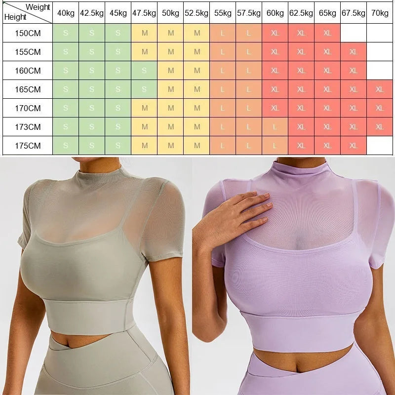 Women's Mesh Short-Sleeve Workout Crop Top