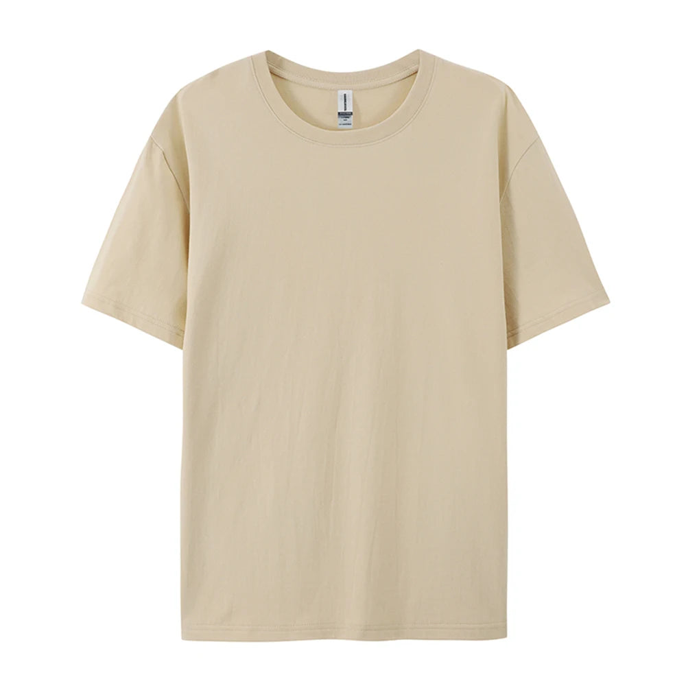 Solid Crew Neck Short Sleeve Cotton Casual T Shirt