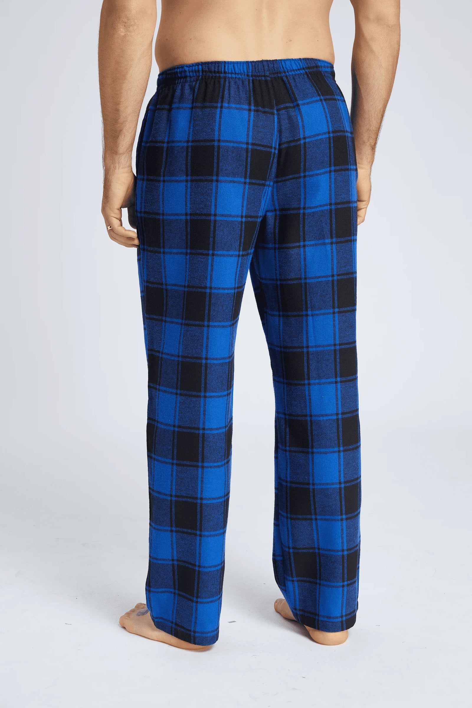 Men's Plaid Elastic Waist Pocket Straight Leg Pajama Lounge Pants