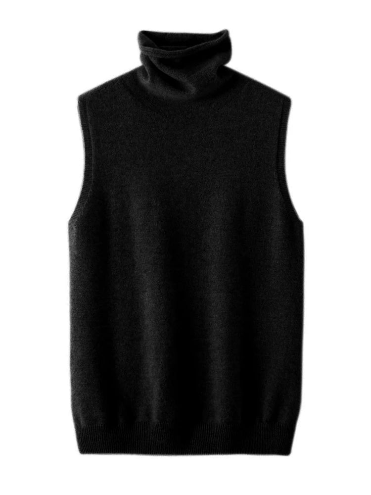 Women's Turtleneck Sleeveless Knit Vest Casual Knit Layer