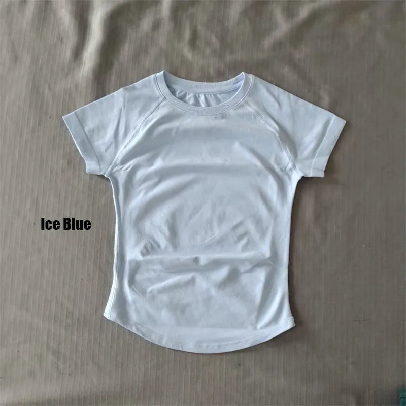 Women's Crew Neck Fitted Short Sleeve T-shirt For Workout Outfits