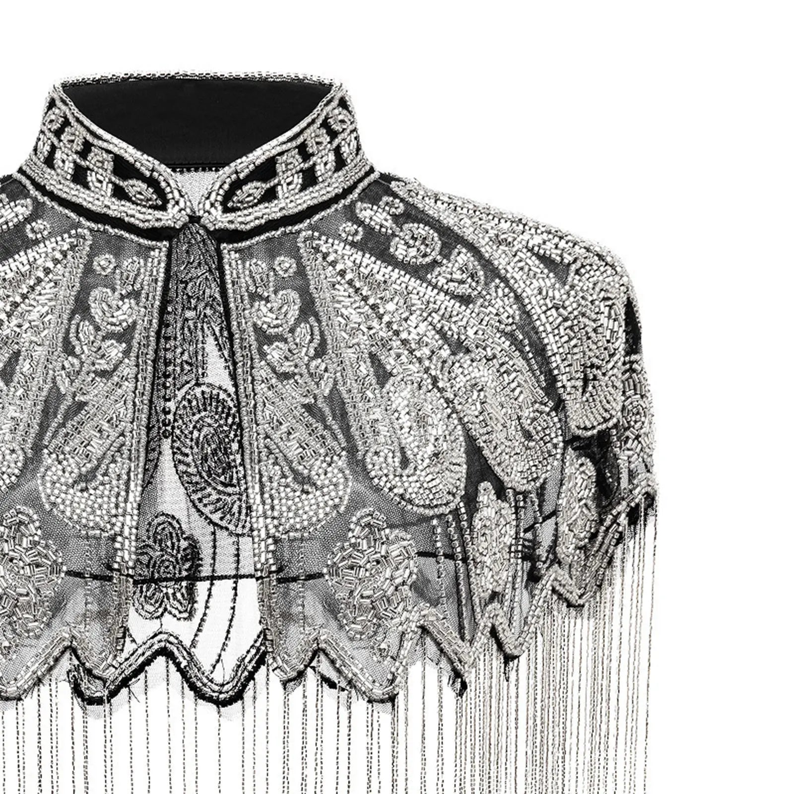 Beaded Long Fringe Cape for Layering over Outfits