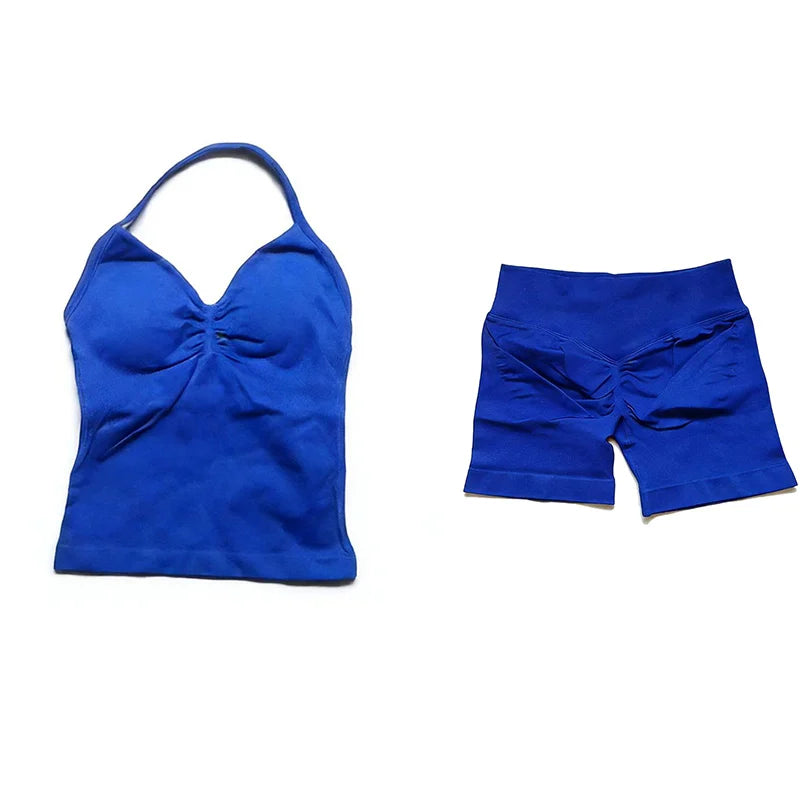 Women's Halter Tank And Shorts Yoga Set For Workout Outfits