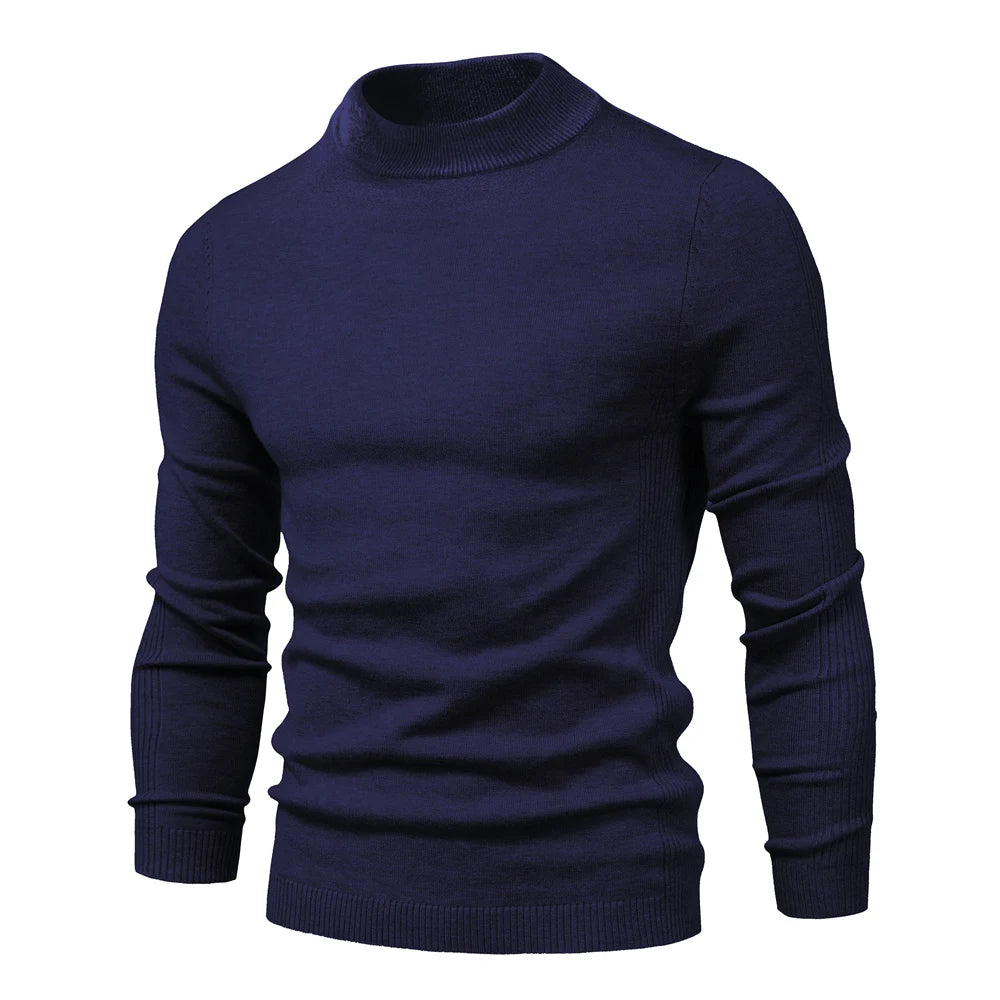 Men's Mock Neck Long Sleeve Knit Sweater