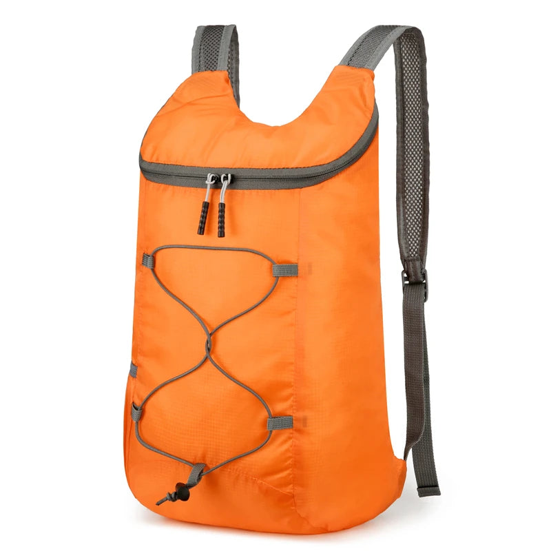Foldable Travel Backpack with Front Cord Detail and Side Pockets