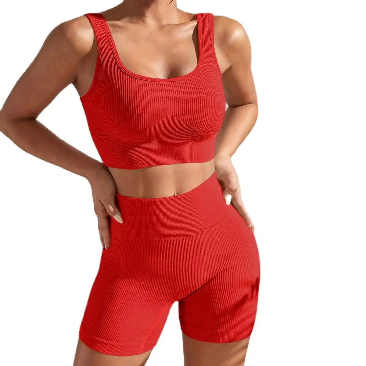 Women's Wide Strap Bra And Shorts Yoga Set