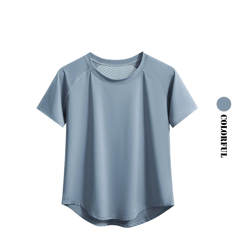Women's Curved Hem Short Sleeve Sports T-shirt For Workout Outfits