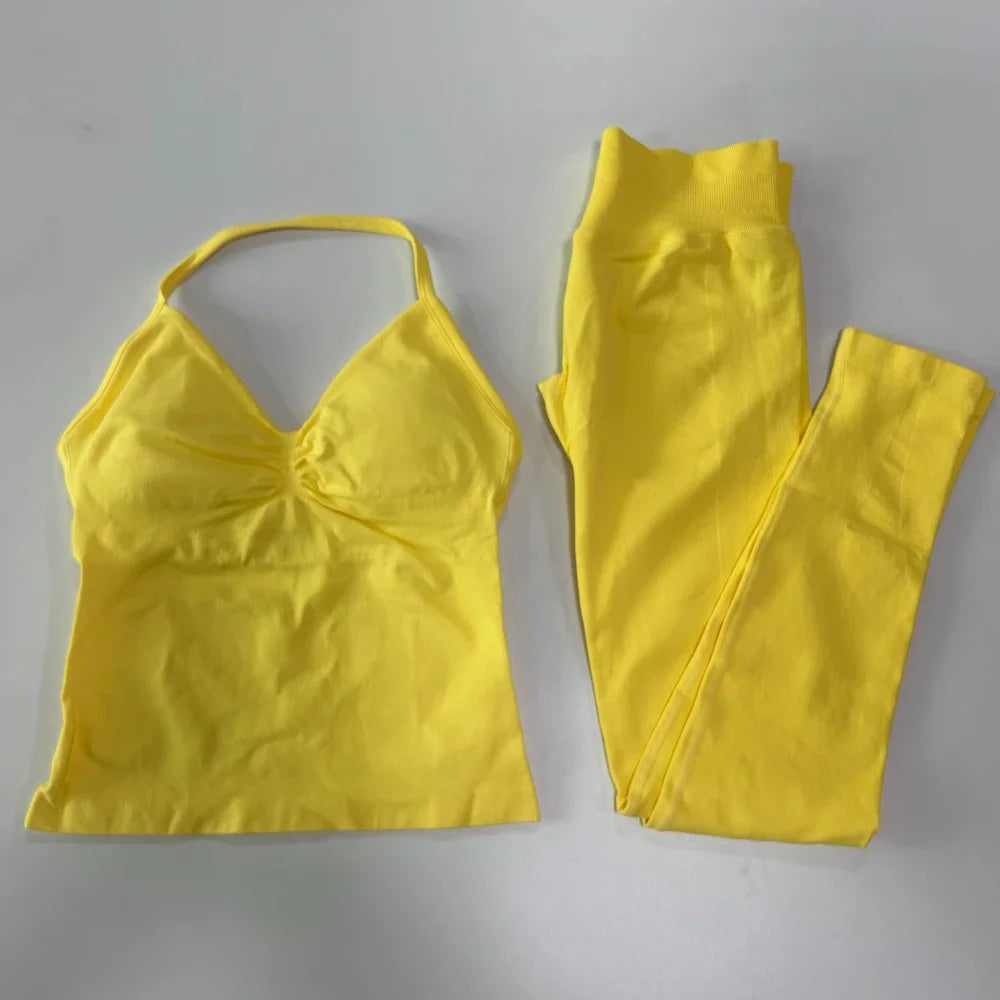 Women's Thin Strap Tank And Leggings Yoga Set