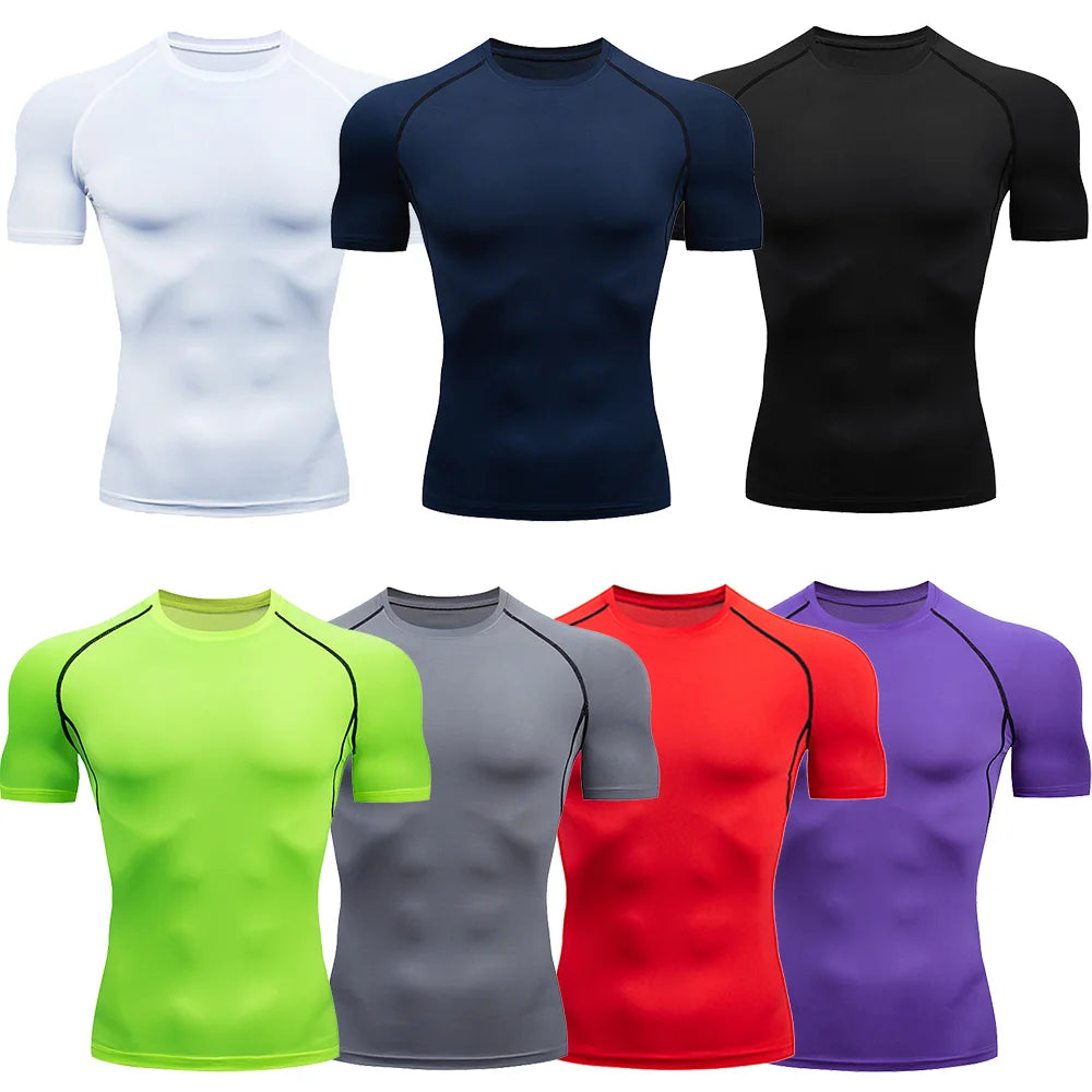 Fitted Crew Neck Short Sleeve Compression T Shirt