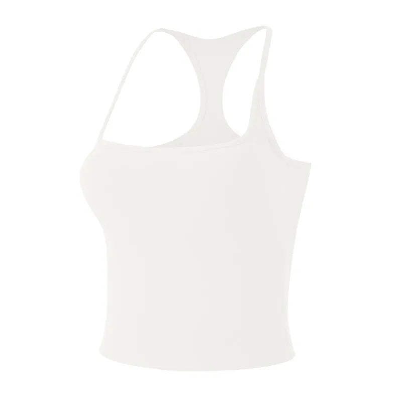 Women's Contrast Trim Racerback Cropped Tank Top