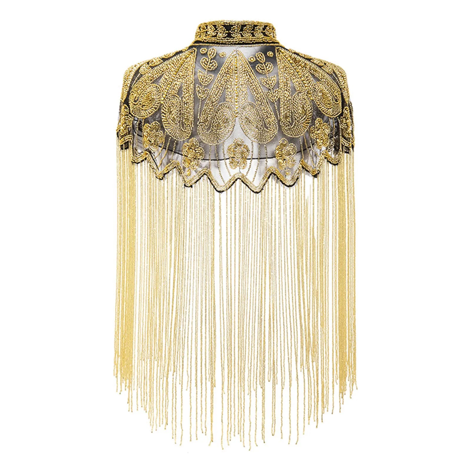 Beaded Long Fringe Cape for Layering over Outfits