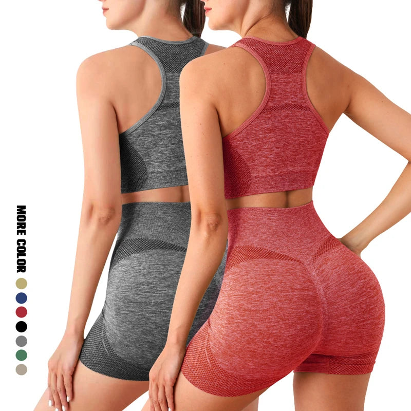 Women's Racerback Bra And Shorts Yoga Set For Workout Outfits