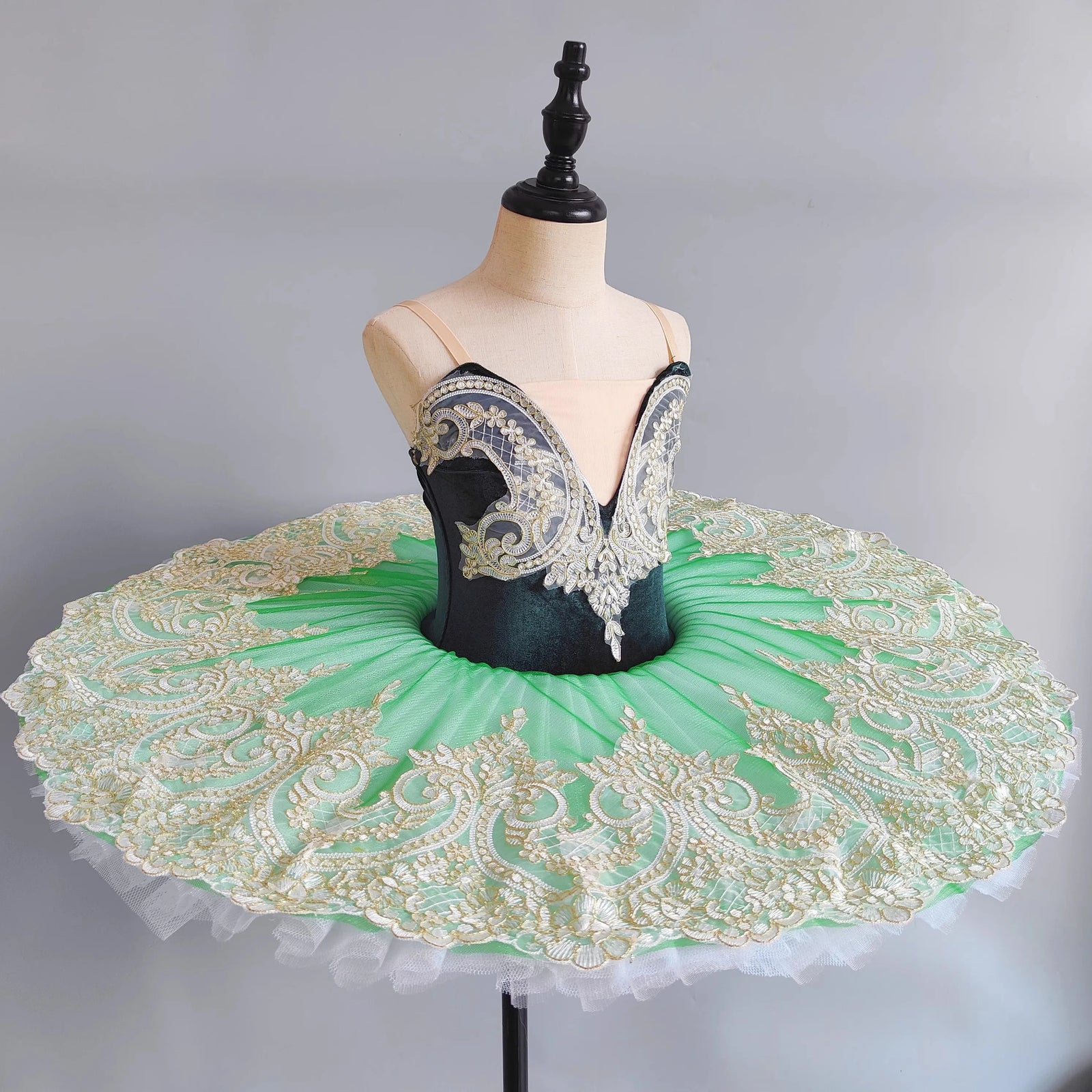 Girls' Pancake Ballet Tutu Dress with Decorated Bodice and Height-Based Sizes