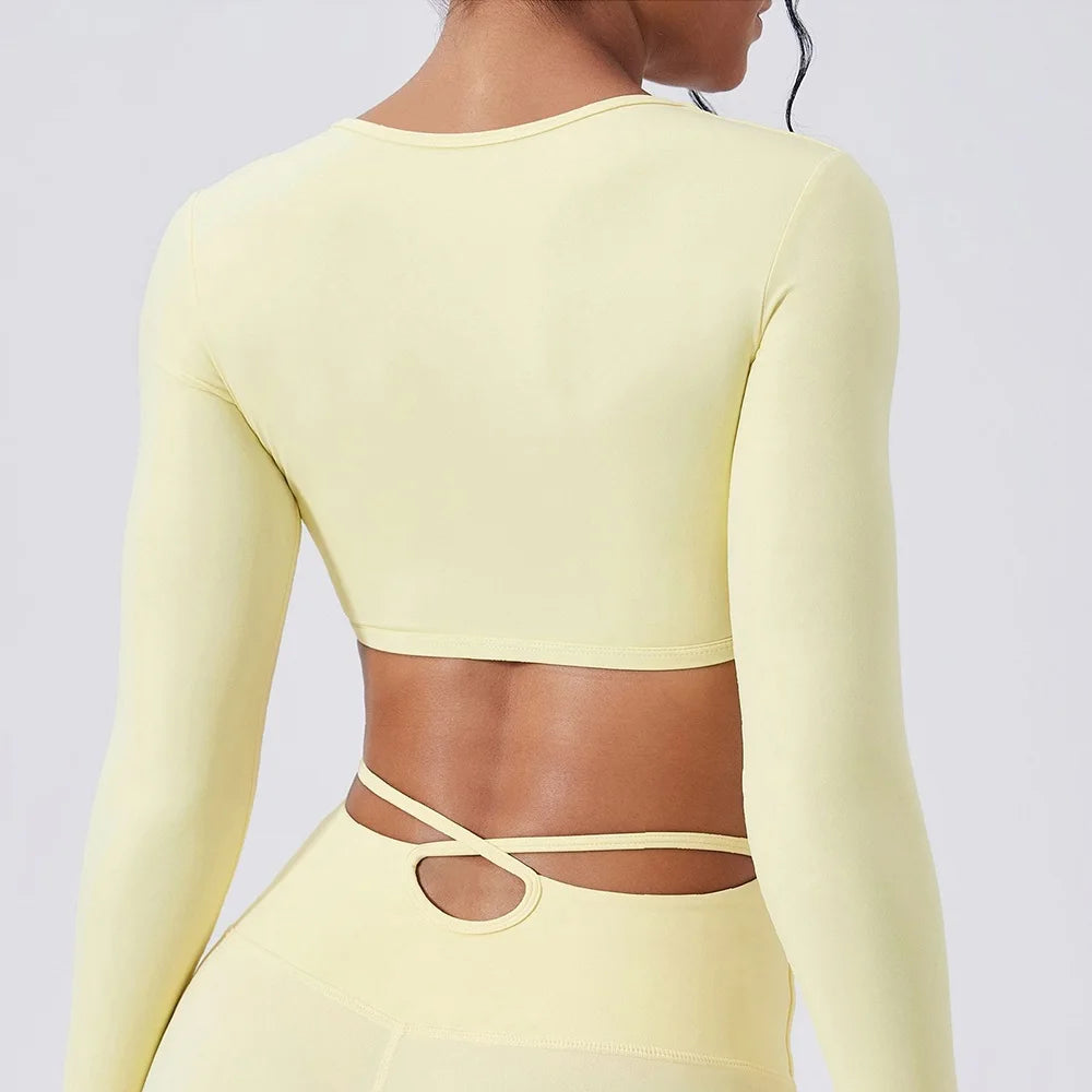 Women's Cutout Long-Sleeve Workout Crop Top