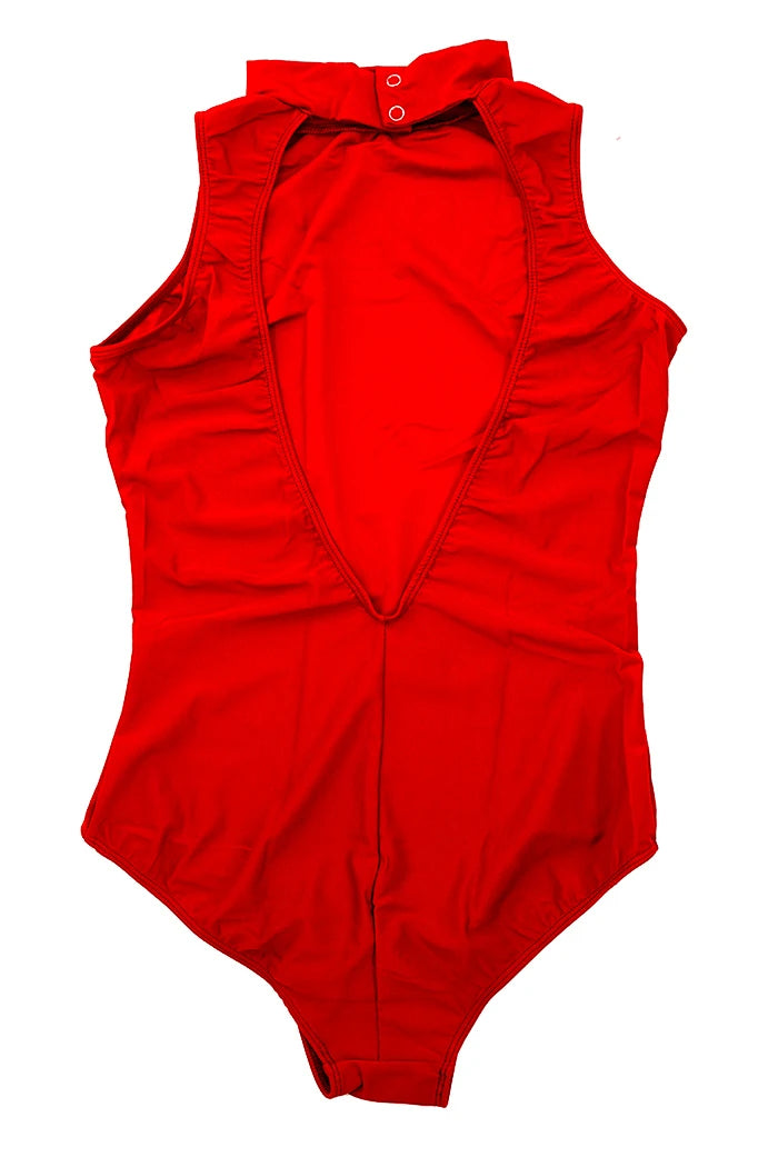 Girls' Sleeveless Mock Neck Ballet Leotard with Open Back Design