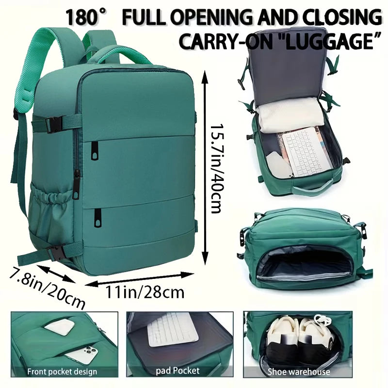 Solid Travel Backpack with Front Opening and Multiple Pockets