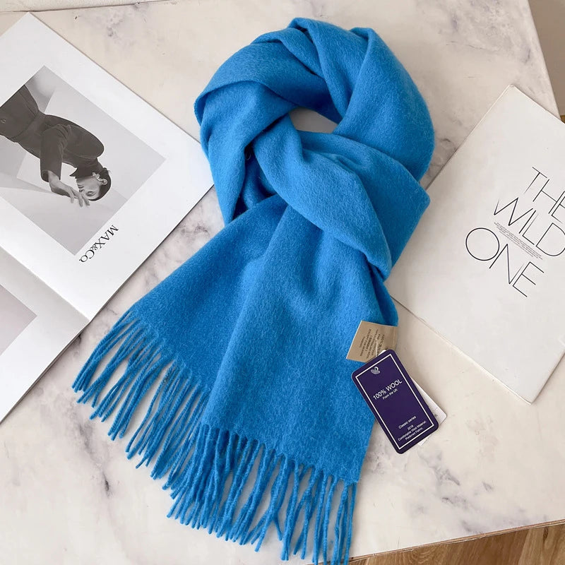 Solid Long Fringed Scarf for Neck and Wrap Styling