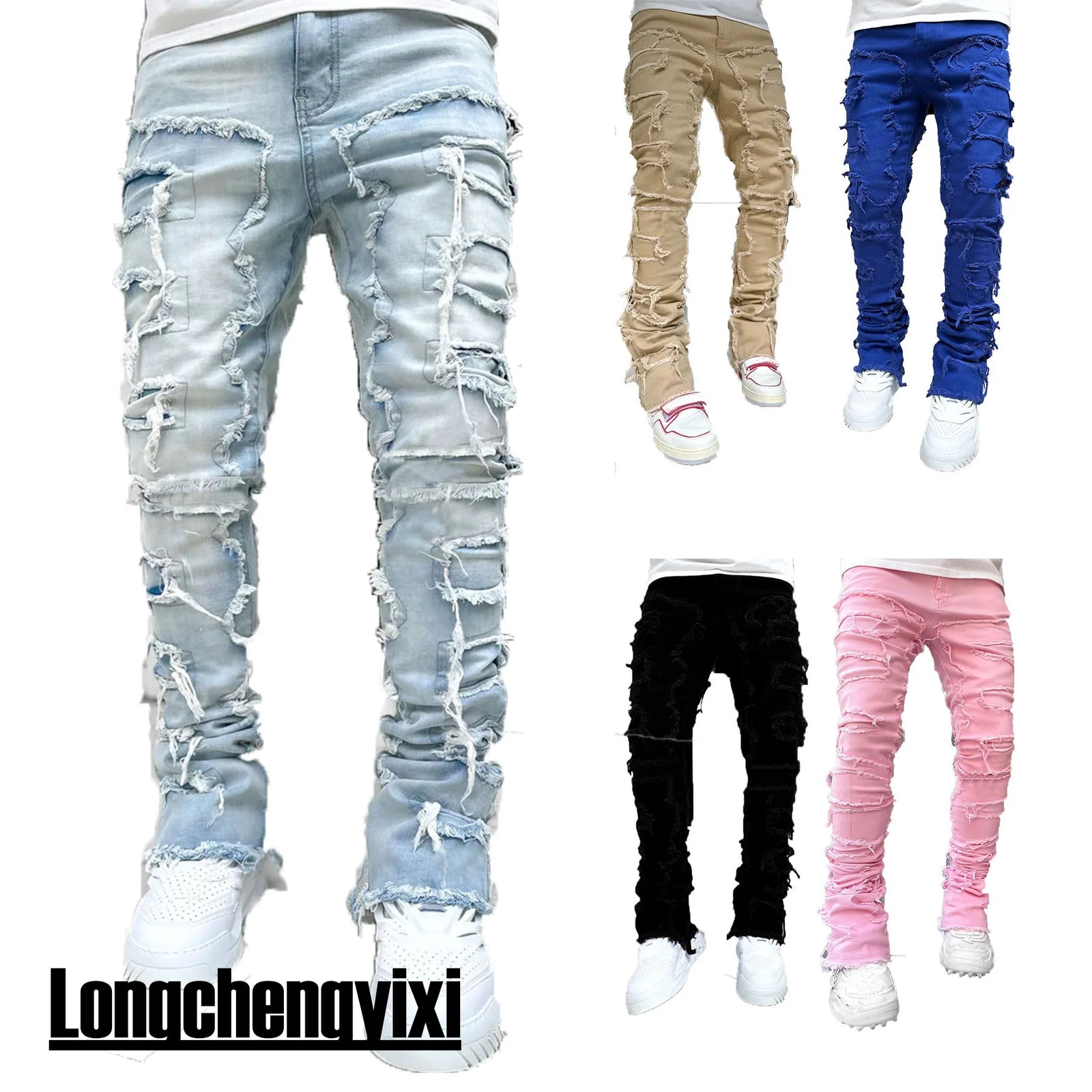 Men's Distressed Slim Fit Denim Jeans for Casual Everyday Wear