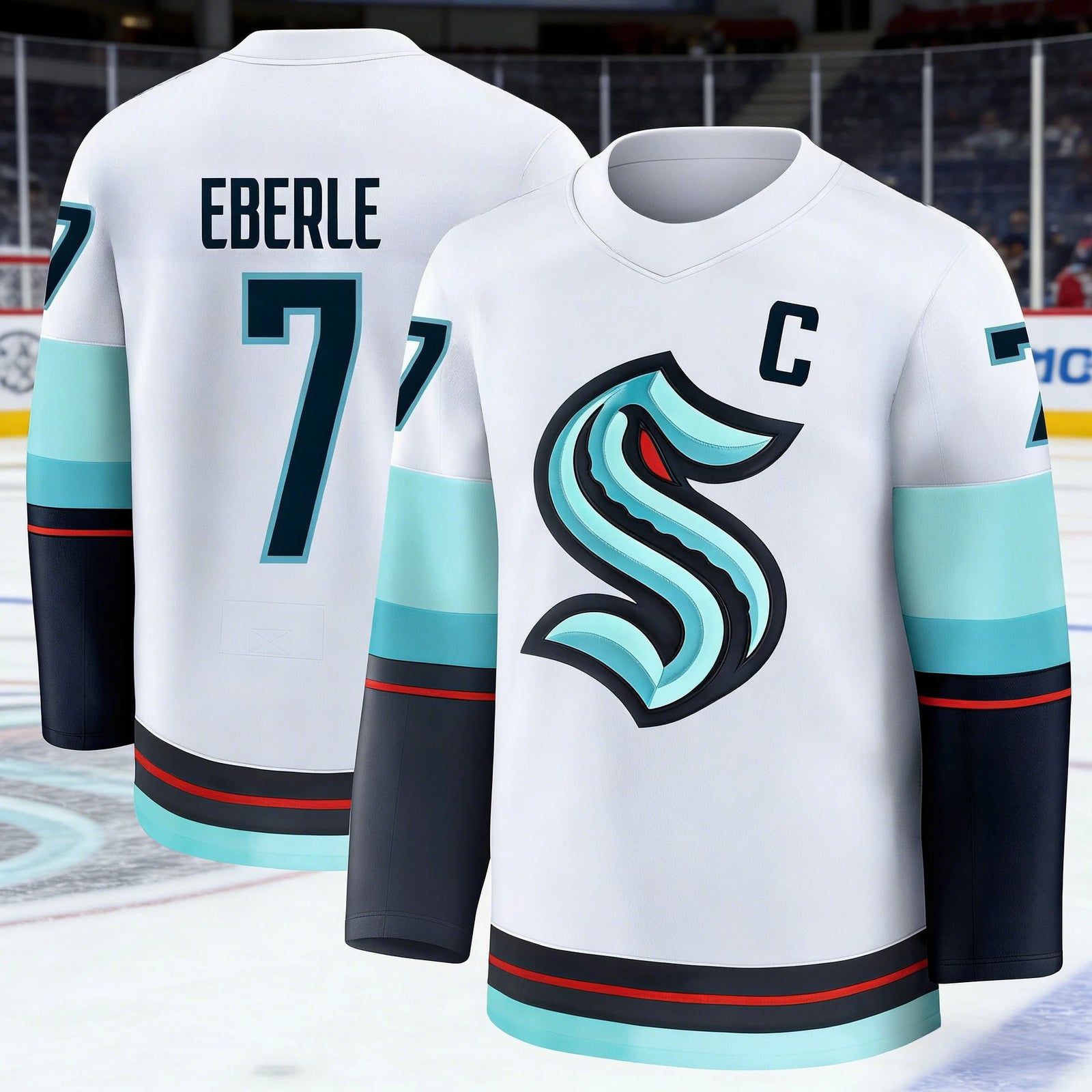 Long Sleeve Ice Hockey Sports Jersey with Contrast Stripe Design