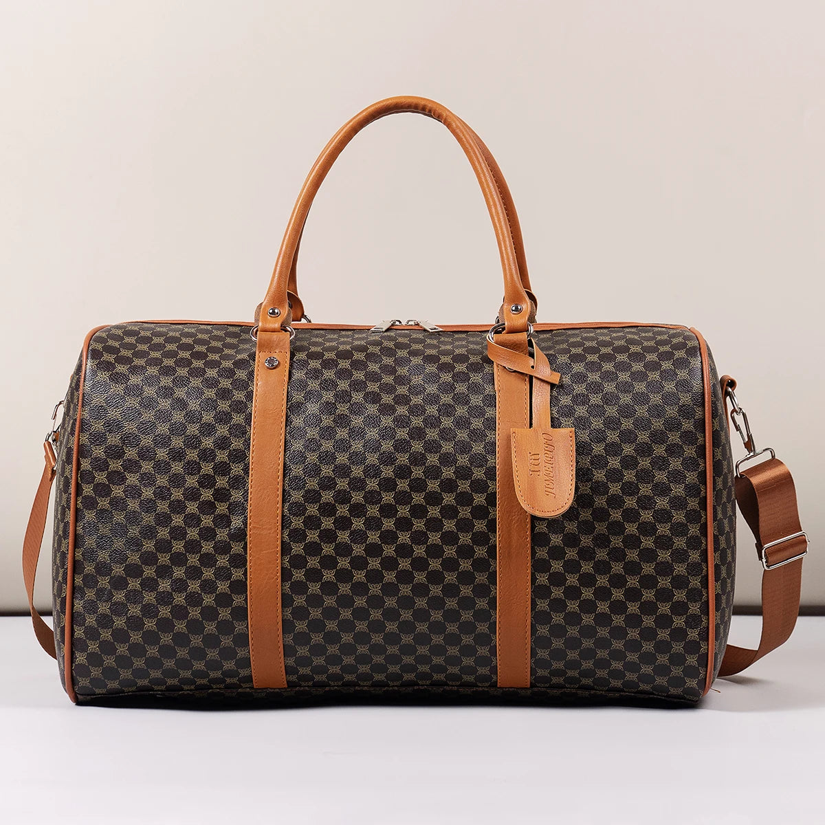 Men's Patterned Travel Duffle Bag with Carry Handles and Shoulder Strap