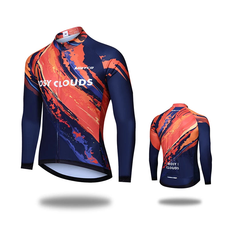Mens Cycling Jersey Long Sleeve High Elastic for Spring Autumn Bike Riding and Outdoor Sports