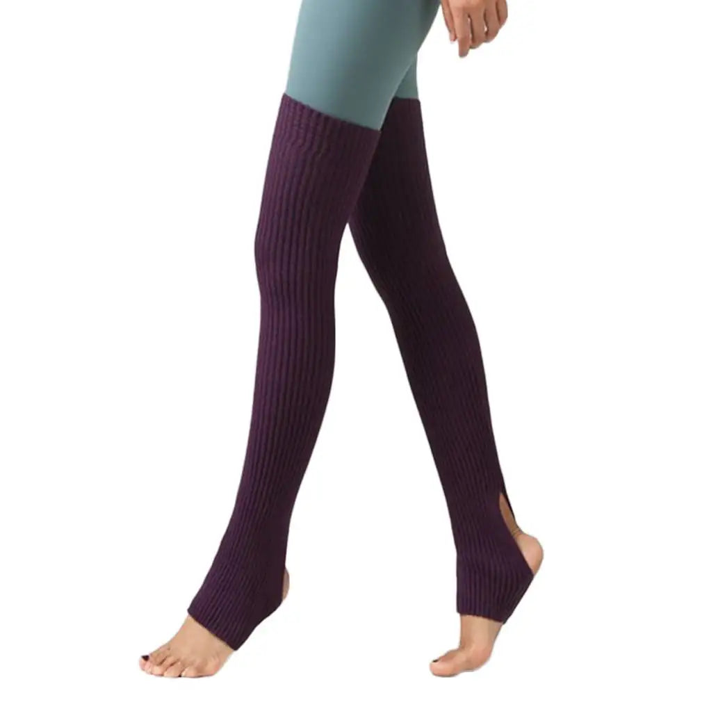 Long Ribbed Leg Warmers with Stirrup Foot Openings