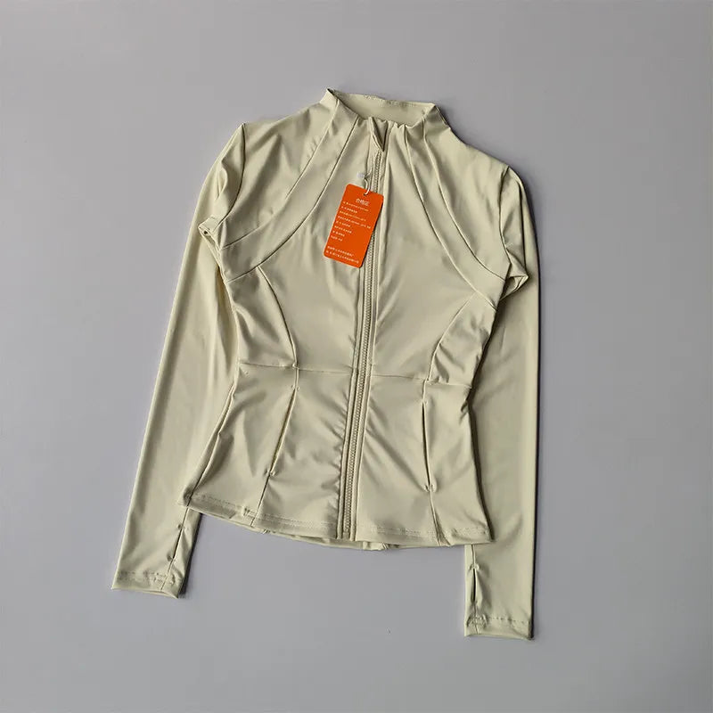 Stand Collar Long Sleeve Full Zip Yoga Training Jacket