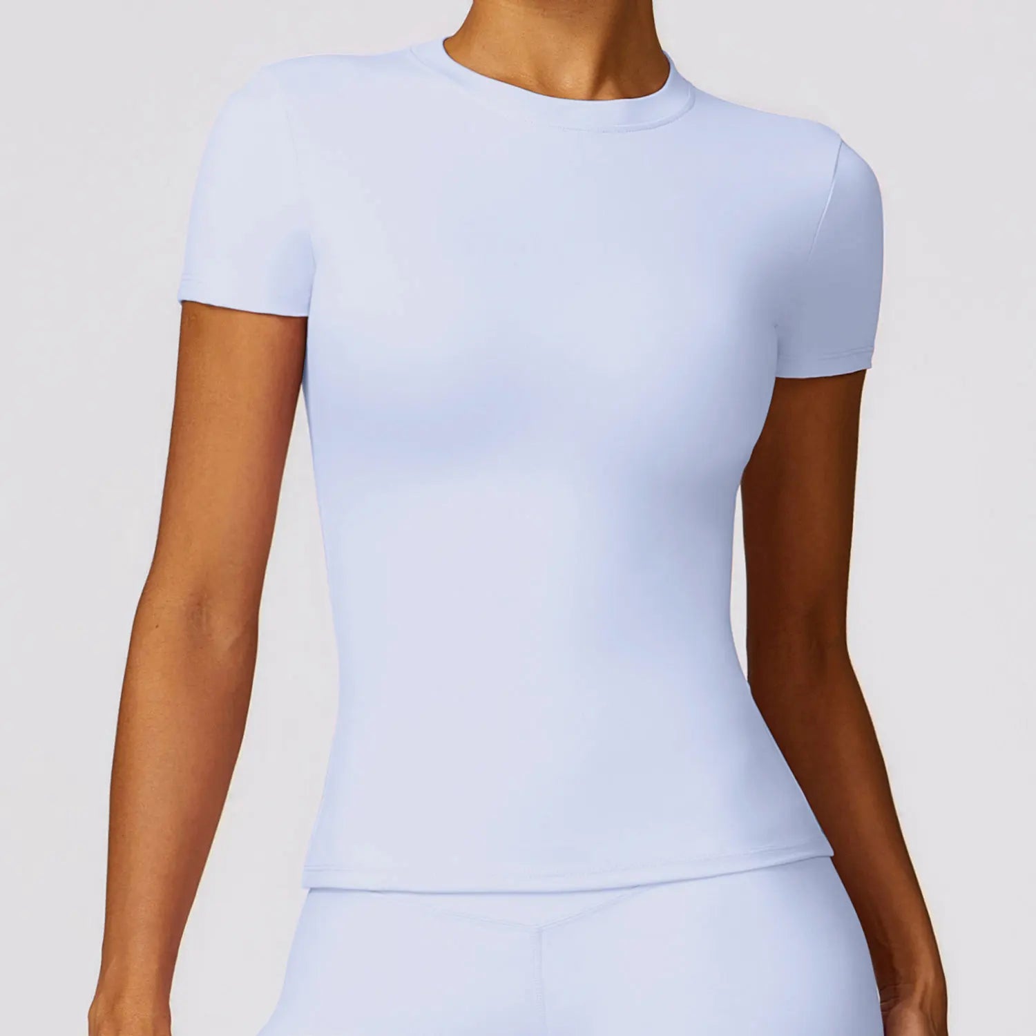 Women's Crew Neck Fitted Short Sleeve T-shirt For Workout Outfits