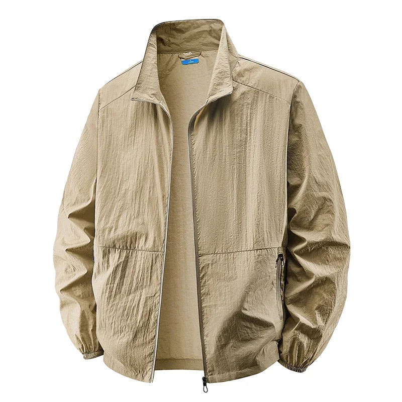 Collared Long Sleeve Full Zip Outdoor Hiking Jacket with Pockets