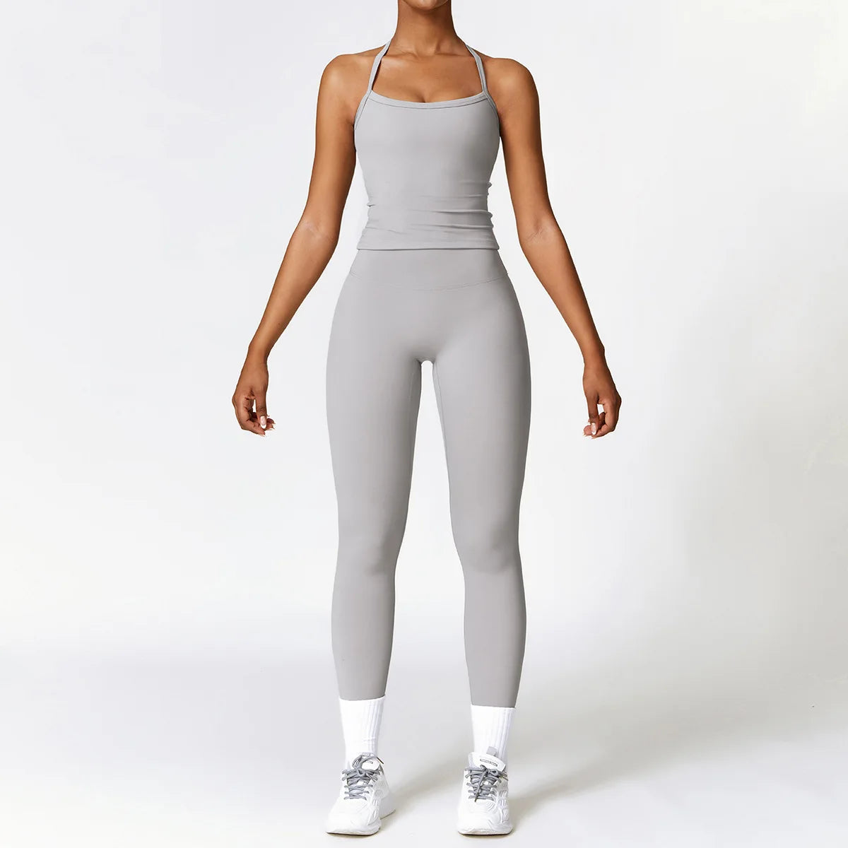 Women's Halter Or Long Sleeve Top And Bottoms Yoga Set