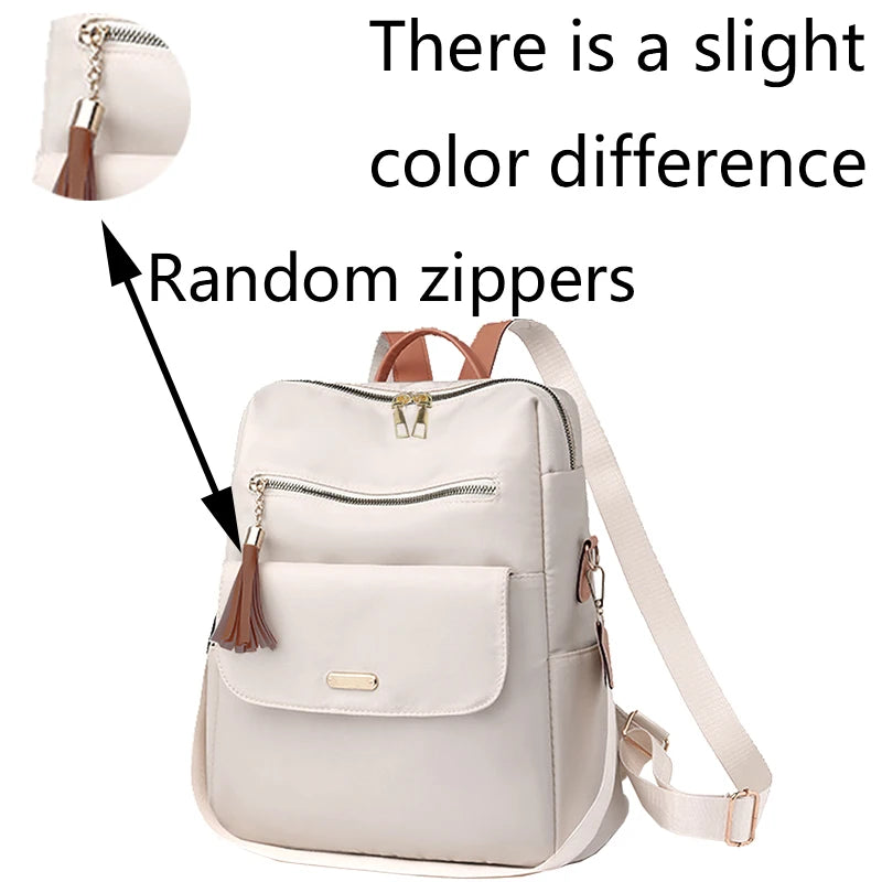Tassel Detail Backpack with Front Pockets and Adjustable Shoulder Strap Design