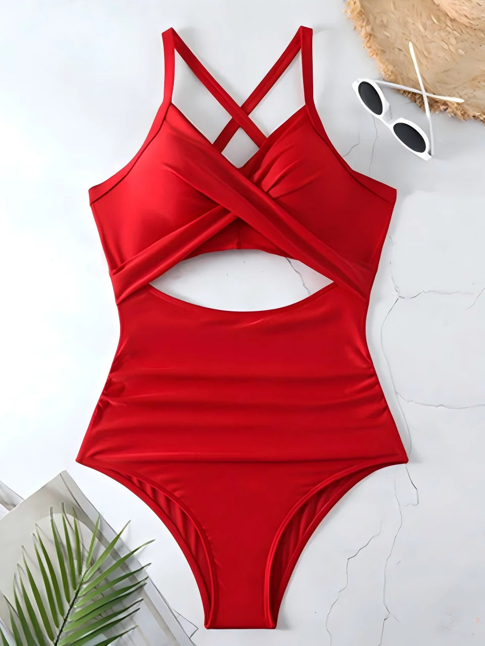 Ruched Solid One-Piece Swimsuit