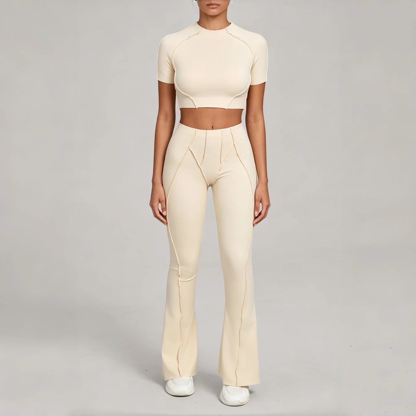 Women's Contrast Seam Bra And Leggings Yoga Set