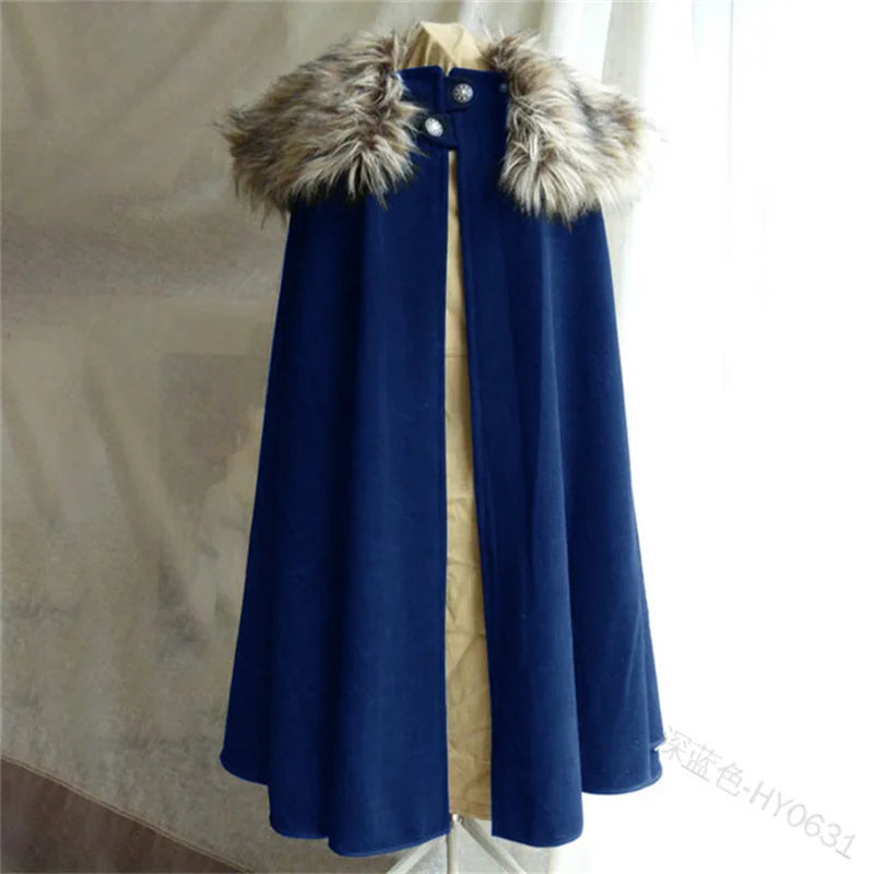 Long Plush Collar Cape for Layering over Outfits