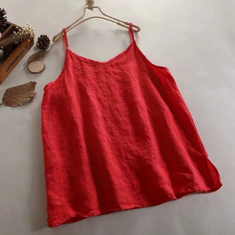 Women's Loose Polyester Camisole with Thin Straps and Single or Two Pack Options