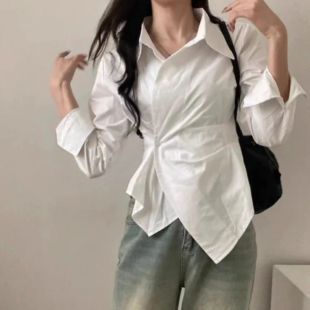 Women's Striped Collared Long Sleeve Shirt