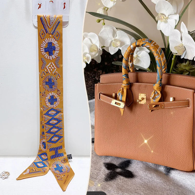 Printed Skinny Scarf for Neck and Bag Handle Styling