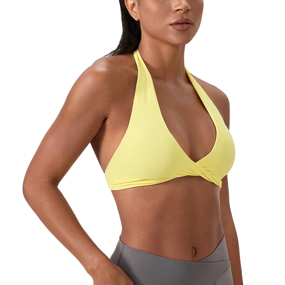 Women's V Neck Halter Sports Bra