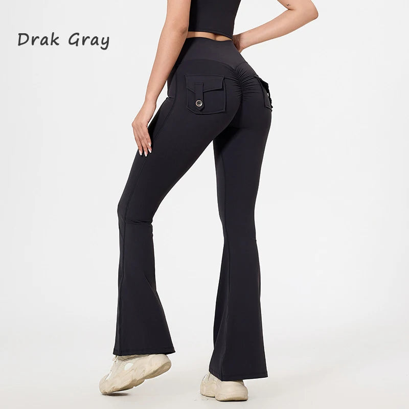 Women's Back Pocket Flared Leggings For Workout Outfits