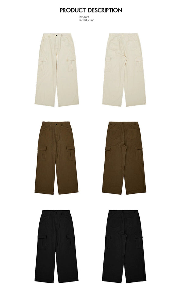 Japanese Style Retro Overalls Male 2024 Spring Street Tide Brand Loose Wide Leg Straight Pocket Casual Pants