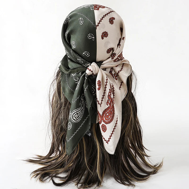 Floral Print Square Scarf for Head and Neck Styling