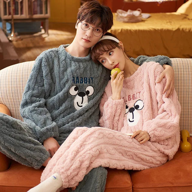 Printed Two Piece Pajama Set with Male and Female Options